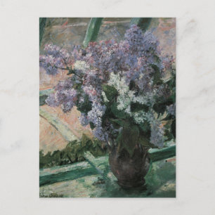 Lilacs in a Window by Mary Cassatt, Vintage Art Postcard
