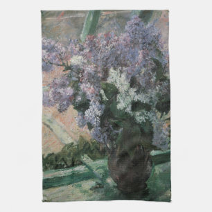 Lilacs in a Window by Mary Cassatt, Vintage Art Tea Towel