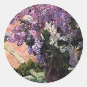 Lilacs in a Window   Mary Cassatt Classic Round Sticker