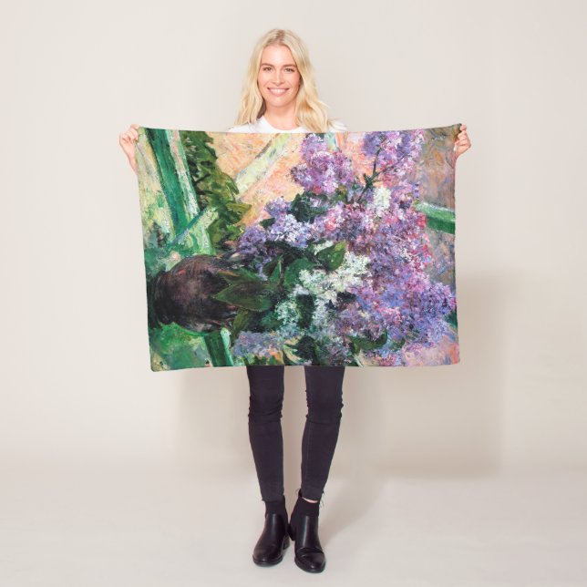 Lilacs in a Window, Mary Cassatt Fleece Blanket (In Situ)
