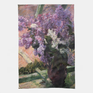 Lilacs in a Window Mary Cassatt Tea Towel