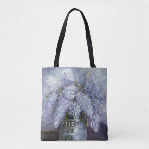 "Lilacs in Glass Jar" lavender garden tote bag