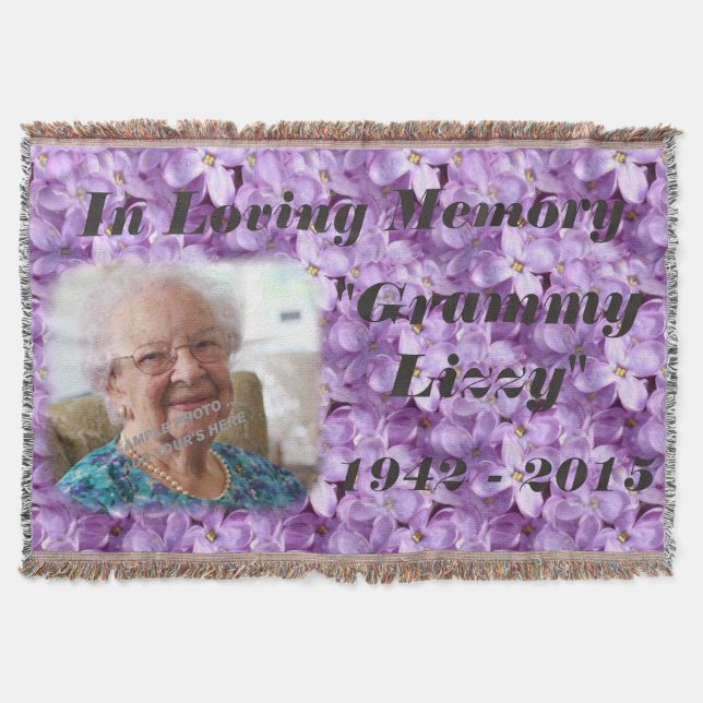 Lilacs In Loving Memory Memorial Blanket Throw (Front)