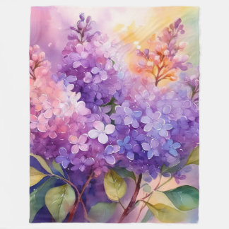 Lilacs in Watercolor Fleece Blanket