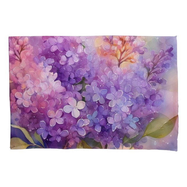 Lilacs in Watercolor Pillowcase (Front)