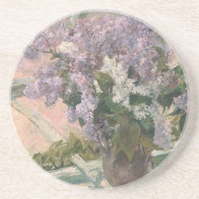 Lilacs in Window by Mary Cassatt American Painter Coaster (Front)