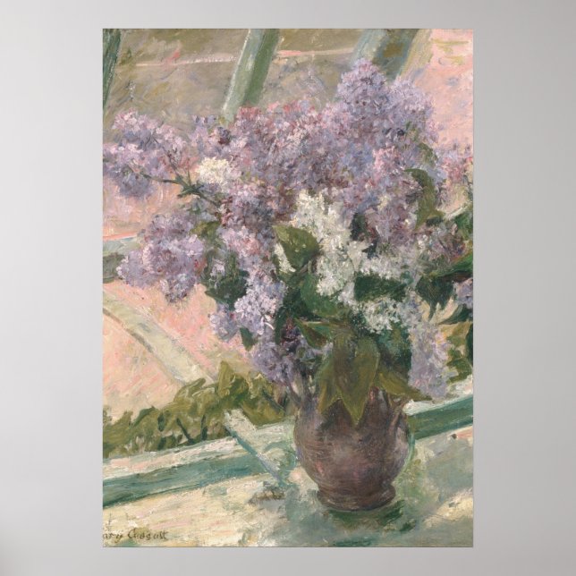 Lilacs in Window by Mary Cassatt American Painter Poster (Front)