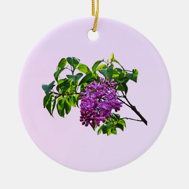 Lilacs Just Opening Ceramic Tree Decoration (Front)
