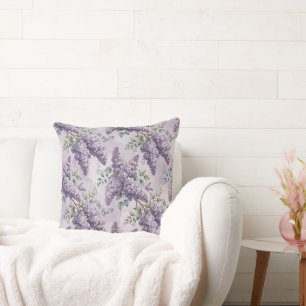 Lilacs Lilac Blossoms Sage Green Dusty Lavender Cushion