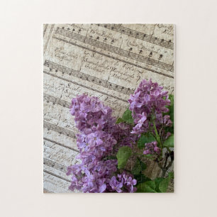 Lilacs on old music jigsaw puzzle