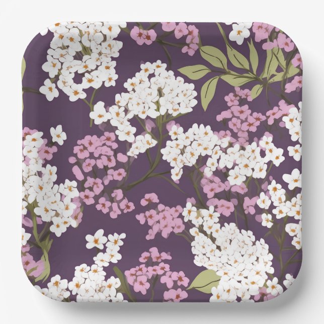 Lilacs On Purple Paper Plate (Front)
