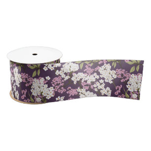Lilacs On Purple Satin Ribbon