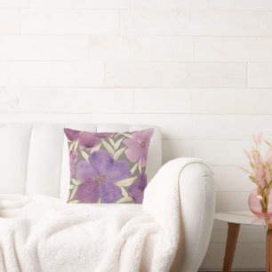 Lilacs on watercolor green background cushion