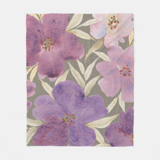 Lilacs on watercolor green background fleece blanket