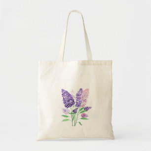 Lilacs purple flowers watercolor nature chic tote bag