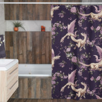 Lilacs, Roses, and White Dragons Shower Curtain