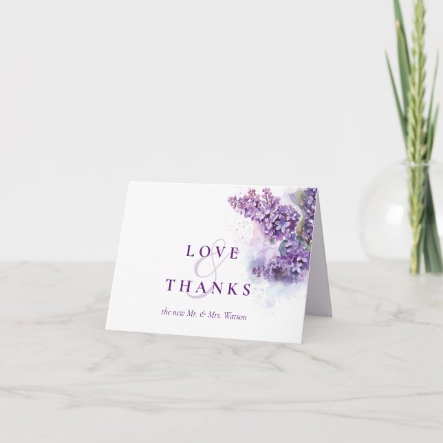 Lilacs Spring Summer Wedding  Thank You Card (Front)