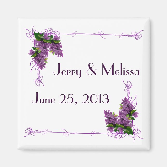 Lilacs Wedding Favour Magnet (Front)