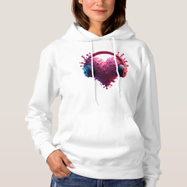 Lilane's heart with headphones hoodie (Front)