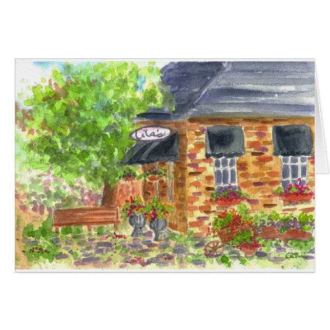 Lila's Cafe Watercolor Painting Blank (Front Horizontal)