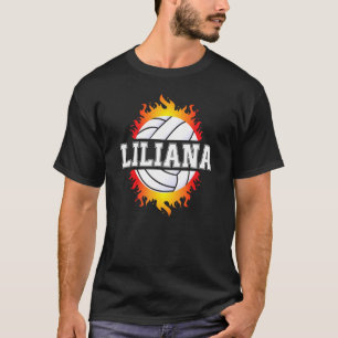 Liliana Name Volleyball Player Girls Ball And Net T-Shirt