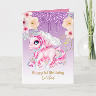 Lilibet 1st Birthday Cards - Princess Unicorns