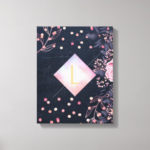 Lilibet Monogram Navy Rosegold Pink Princess Gifts Canvas Print