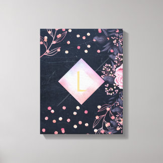 Lilibet Monogram Navy Rosegold Pink Princess Gifts Canvas Print