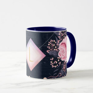 Lilibet Monogram Navy Rosegold Pink Princess Gifts Mug