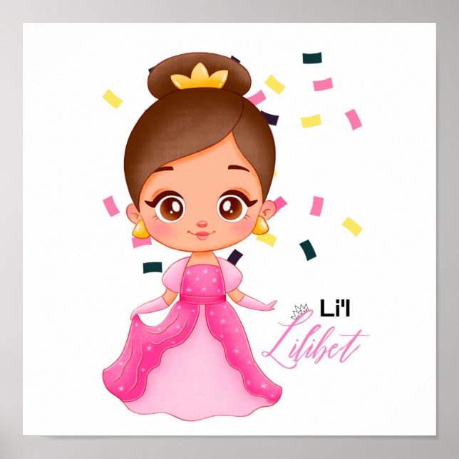 Lilibet Named Pink Princess Gifts for Girls Poster (Front)