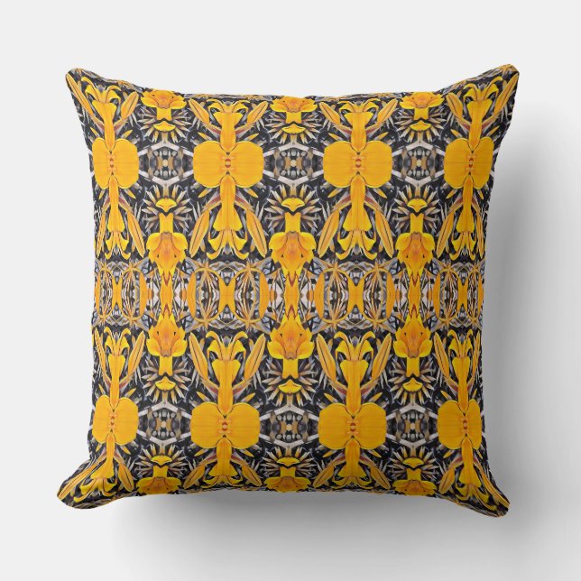 Lilies 2, A bright, abstract floral design Cushion (Front)