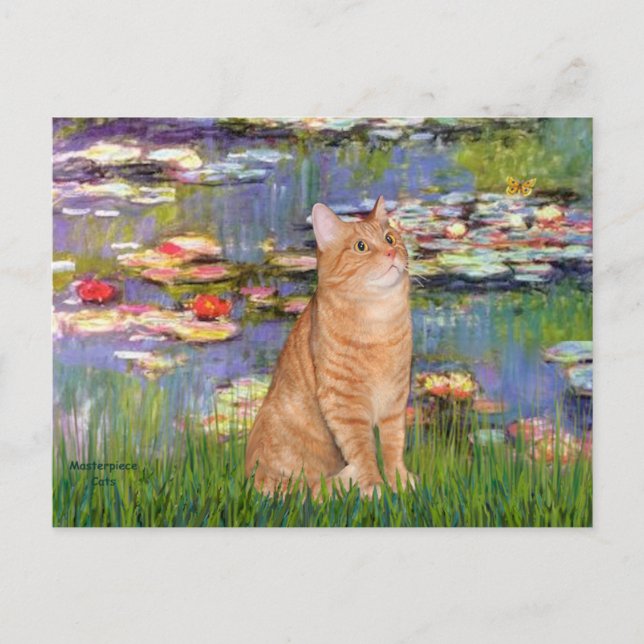 Lilies 2 - Orange Tabby cat 46 Postcard (Front)