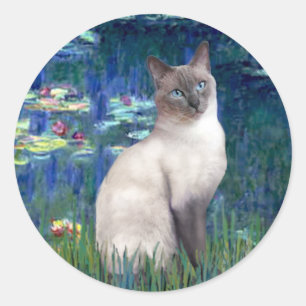 Lilies 5 - Blue Point Siamese cat Classic Round Sticker