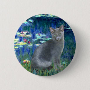 Lilies 5 - Russian Blue cat 2 6 Cm Round Badge