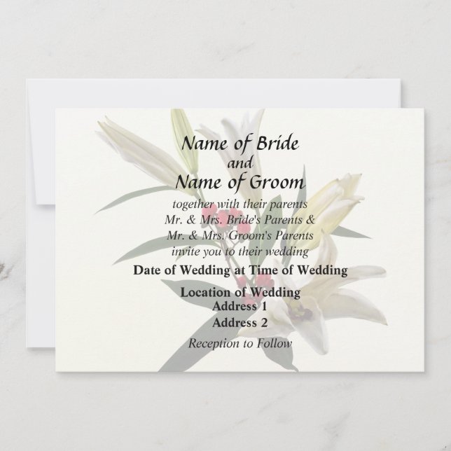 Lilies and Berries Wedding Supplies Invitation (Front)