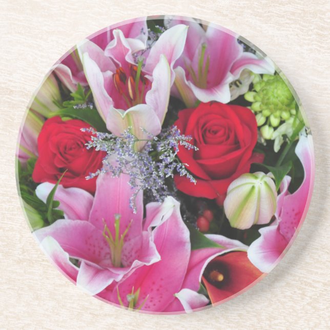 Lilies and roses coaster (Front)