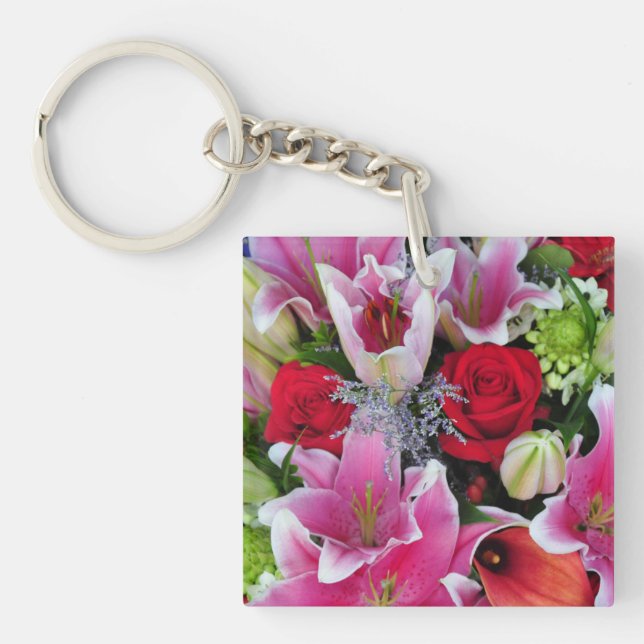 Lilies and roses key ring (Front)