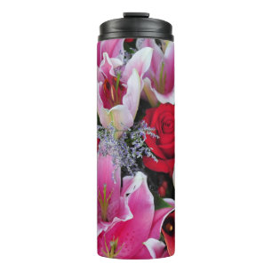 Lilies and roses thermal tumbler