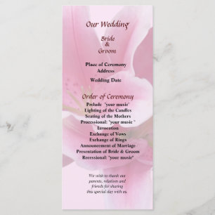 Lilies Arm in Arm Wedding Program Programme
