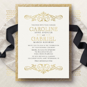Lilies Art Nouveau Wedding Foil Invitation