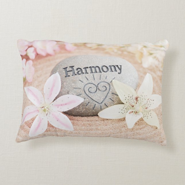 Lilies, Beach Sand, Harmony Stone Accent Pillow (Back)