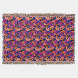 Lilies Decorative Design Retro Chunky Knit Throw Blanket