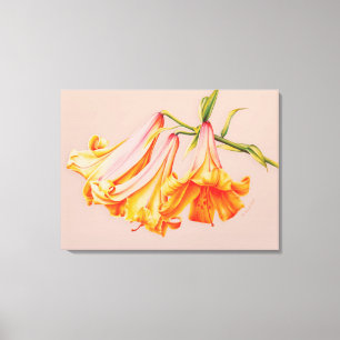 "Lilies" fine art botanical canvas print medium