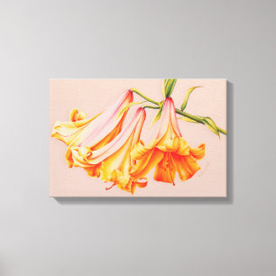 "Lilies" fine art botanical canvas print medium