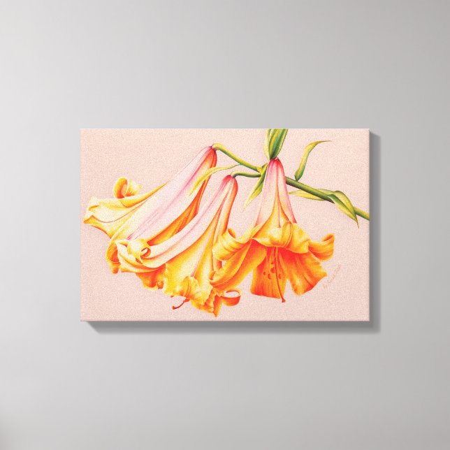 "Lilies" fine art botanical canvas print medium (Front)
