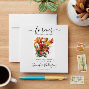 Lilies Floral Plant Seed Packet Memorial Funeral  Envelope