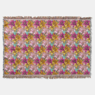 Lilies Flower French Country Romantic Lap Throw Blanket