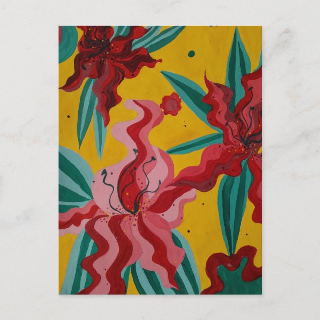  lilies, flowers, abstraction, abstractionism, postcard (Front)