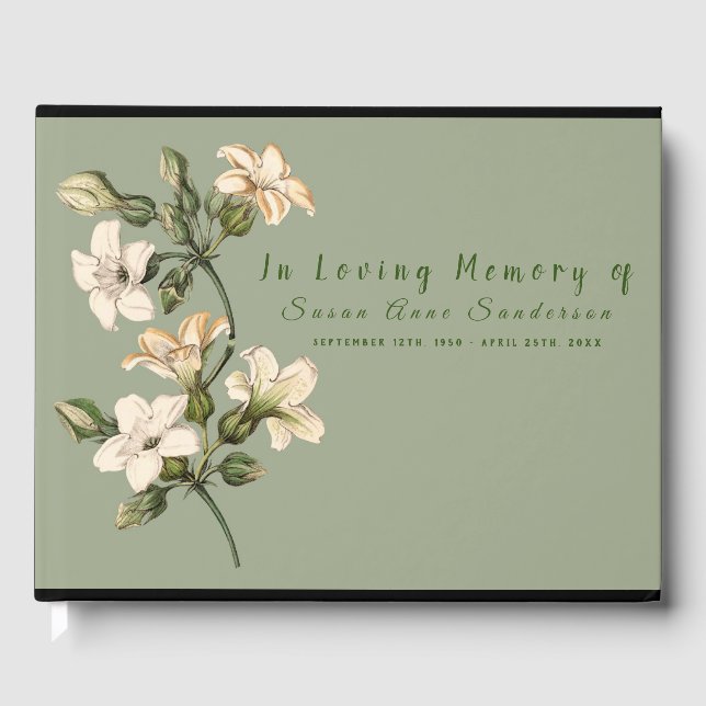 Lilies Funeral Memorial Guest Book (Front)