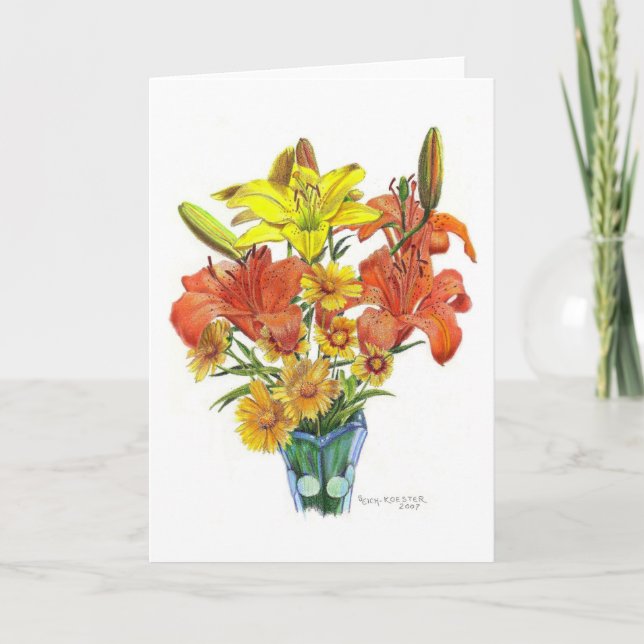 Lilies galore in Coloured Pencil Card (Front)